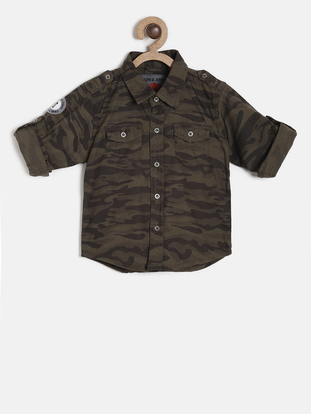 

Gini and Jony Boys Green Regular Fit Printed Casual Shirt