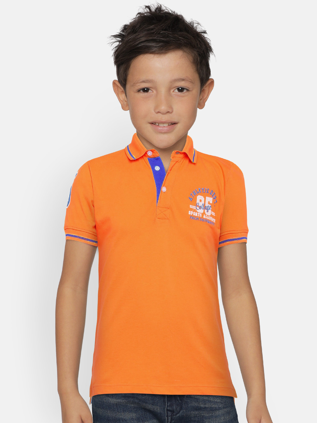 

Palm Tree Boys Orange Solid Polo Collar T-shirt