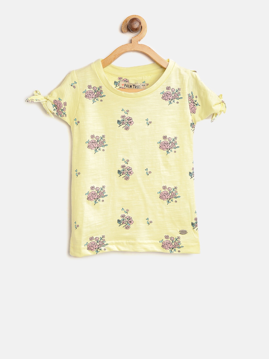 

Palm Tree Girls Yellow & Pink Printed Pure Cotton Top