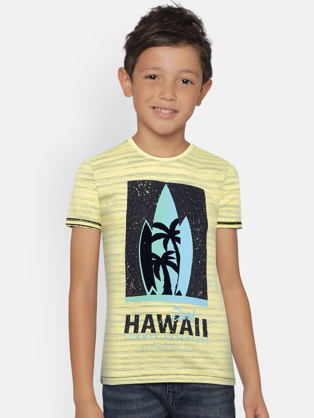 

Palm Tree Boys Yellow Printed Round Neck T-shirt