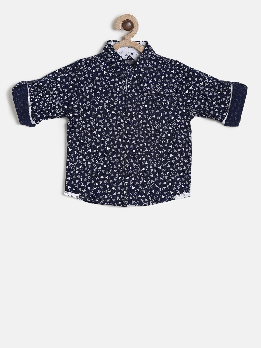 

Gini and Jony Boys Navy Blue & White Printed Casual Shirt