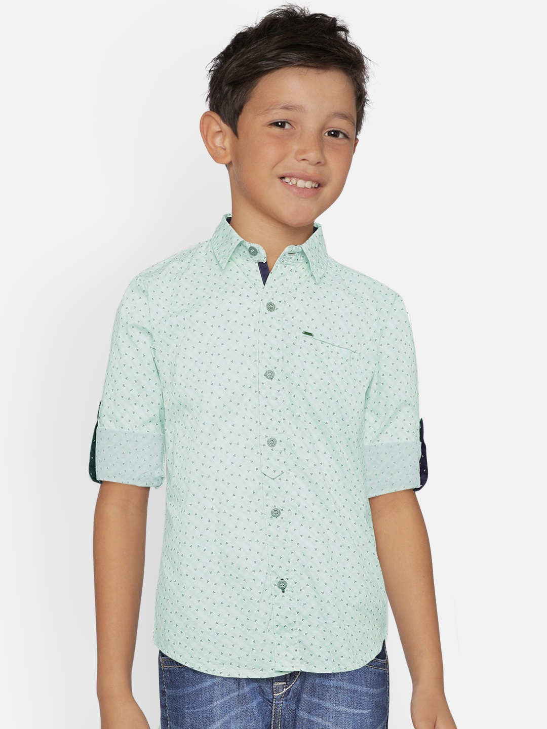 

Gini and Jony Boys Green Regular Fit Printed Casual Shirt