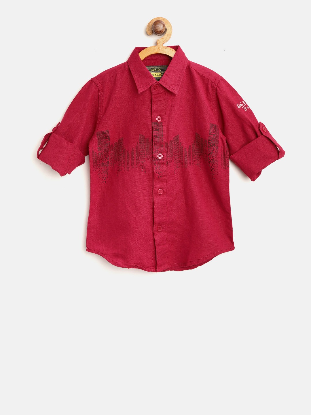 

Gini and Jony Boys Red Regular Fit Printed Casual Shirt