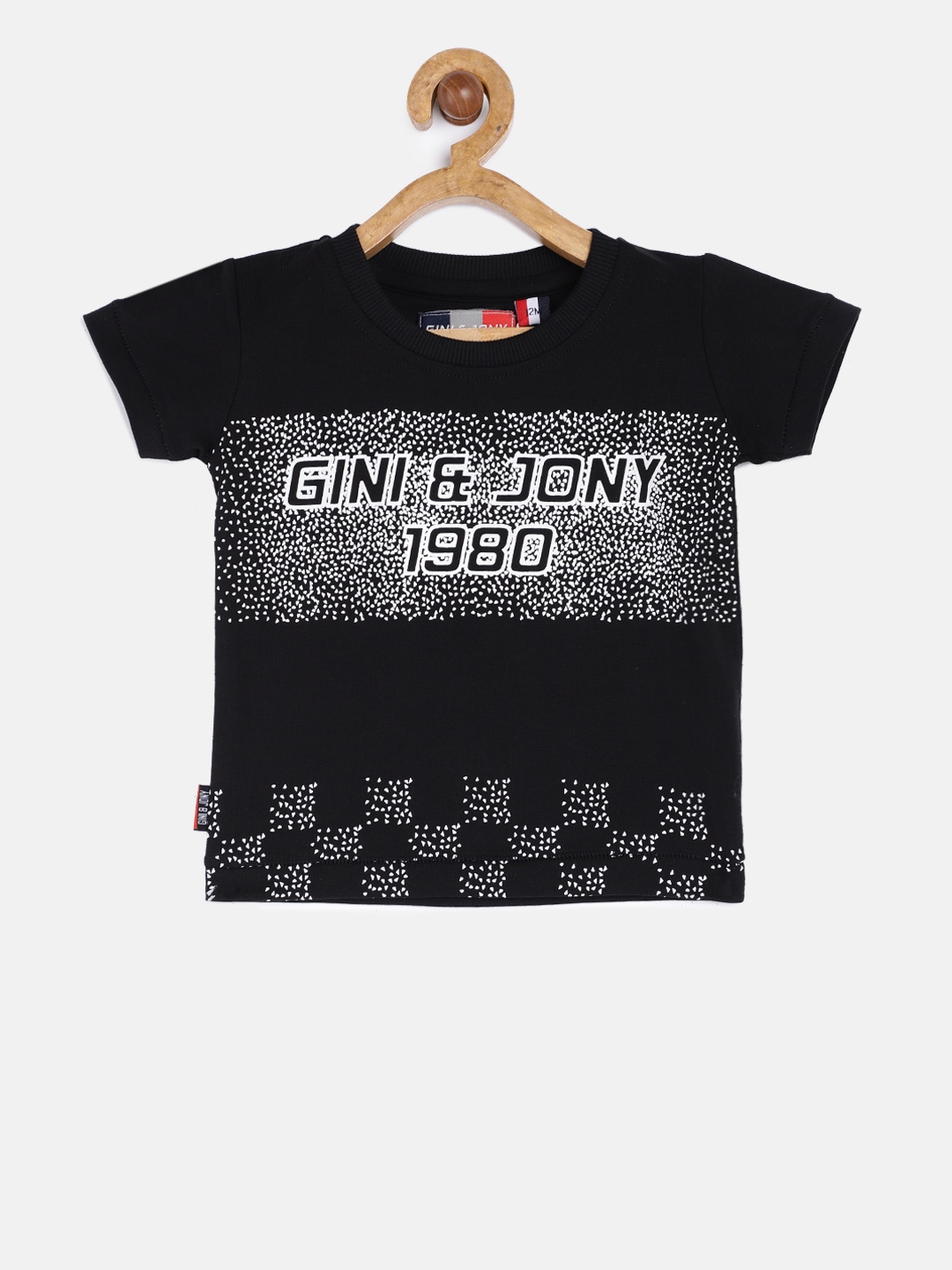 

Gini and Jony Boys Black Printed Round Neck T-shirt