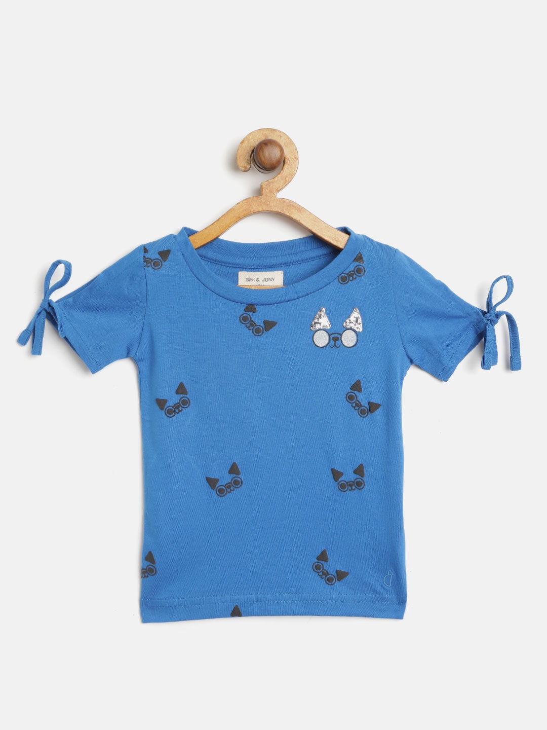 

Gini and Jony Girls Blue & Black Printed Top