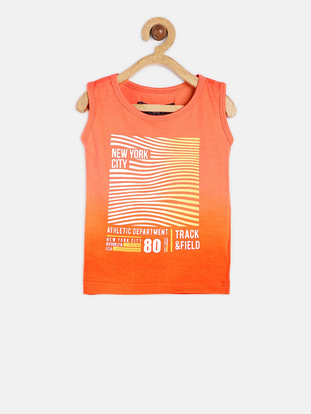 

Gini and Jony Boys Orange Printed Round Neck T-shirt