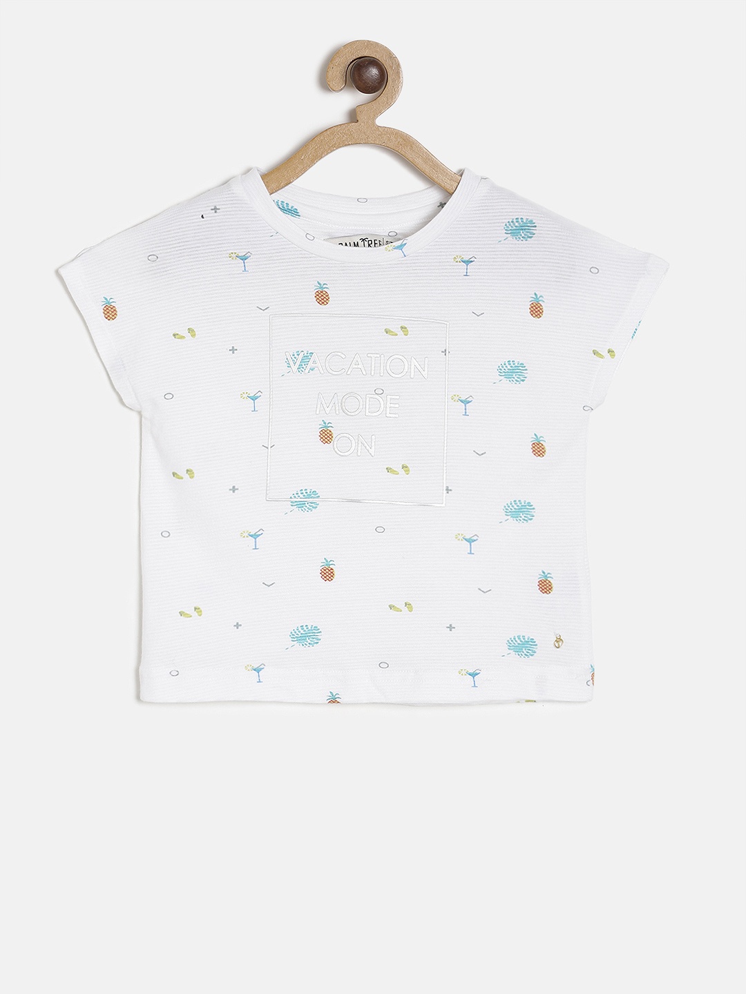 

Palm Tree Girls White Printed Top