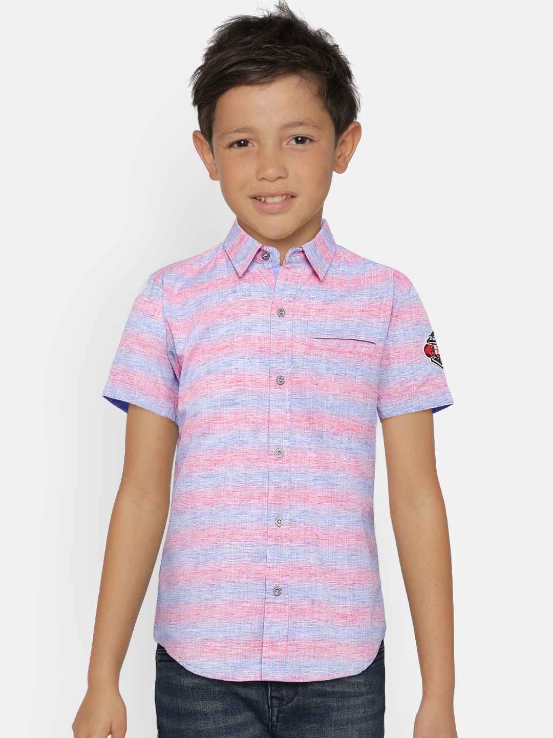 

Gini and Jony Boys Red & Blue Regular Fit Striped Casual Shirt