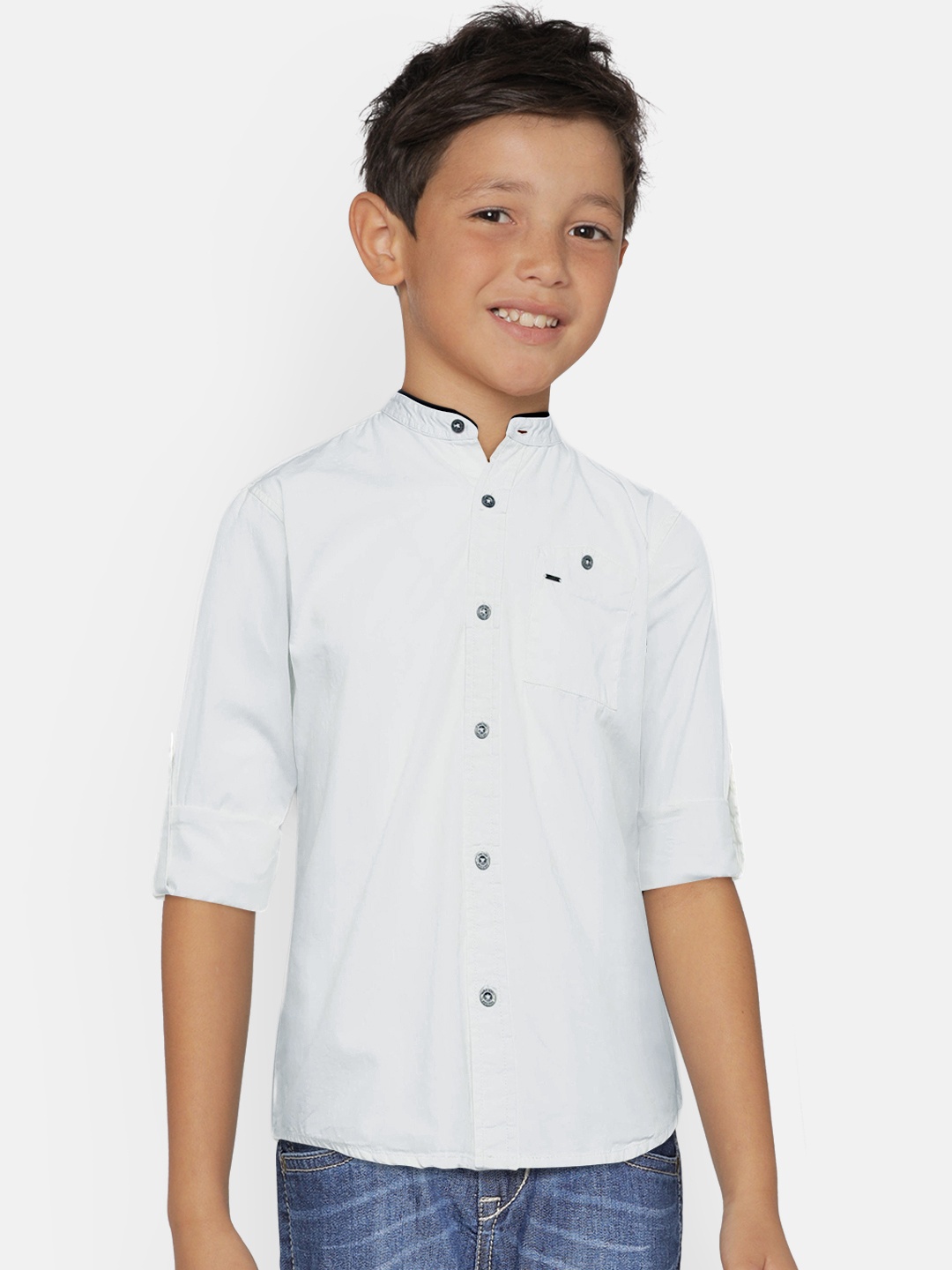 

Gini and Jony Boys White Regular Fit Solid Casual Shirt