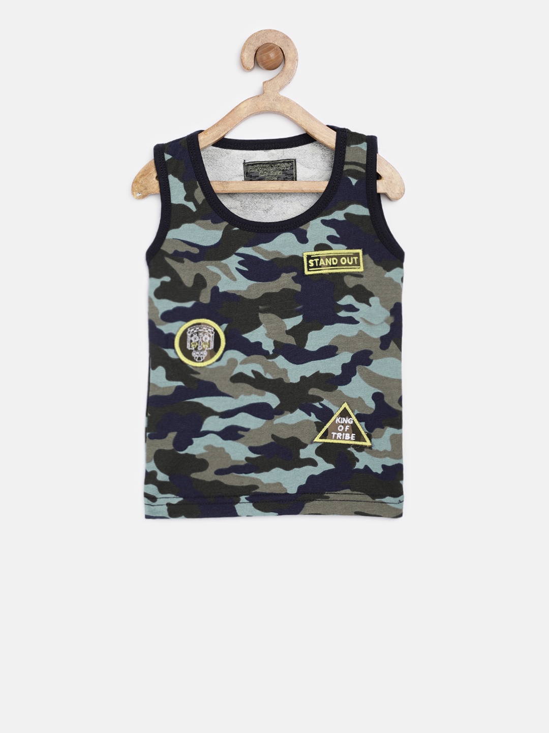 

Gini and Jony Boys Green Printed Camouflage Round Neck T-shirt