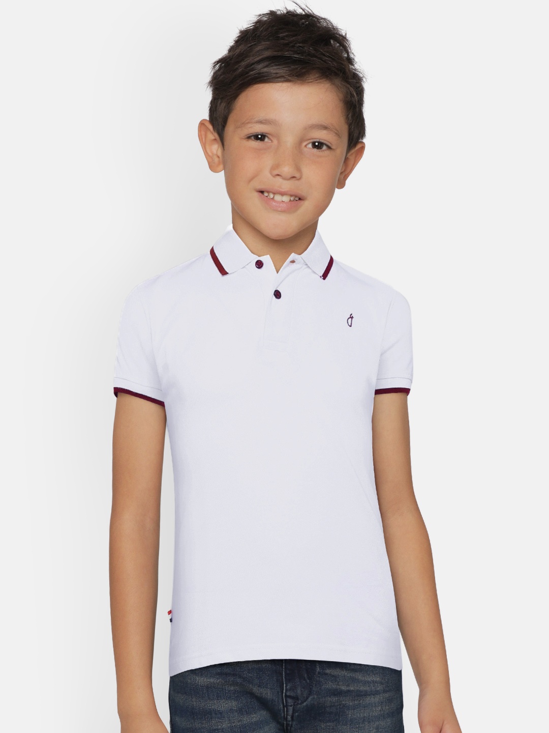 

Gini and Jony Boys White Solid Polo Collar T-shirt