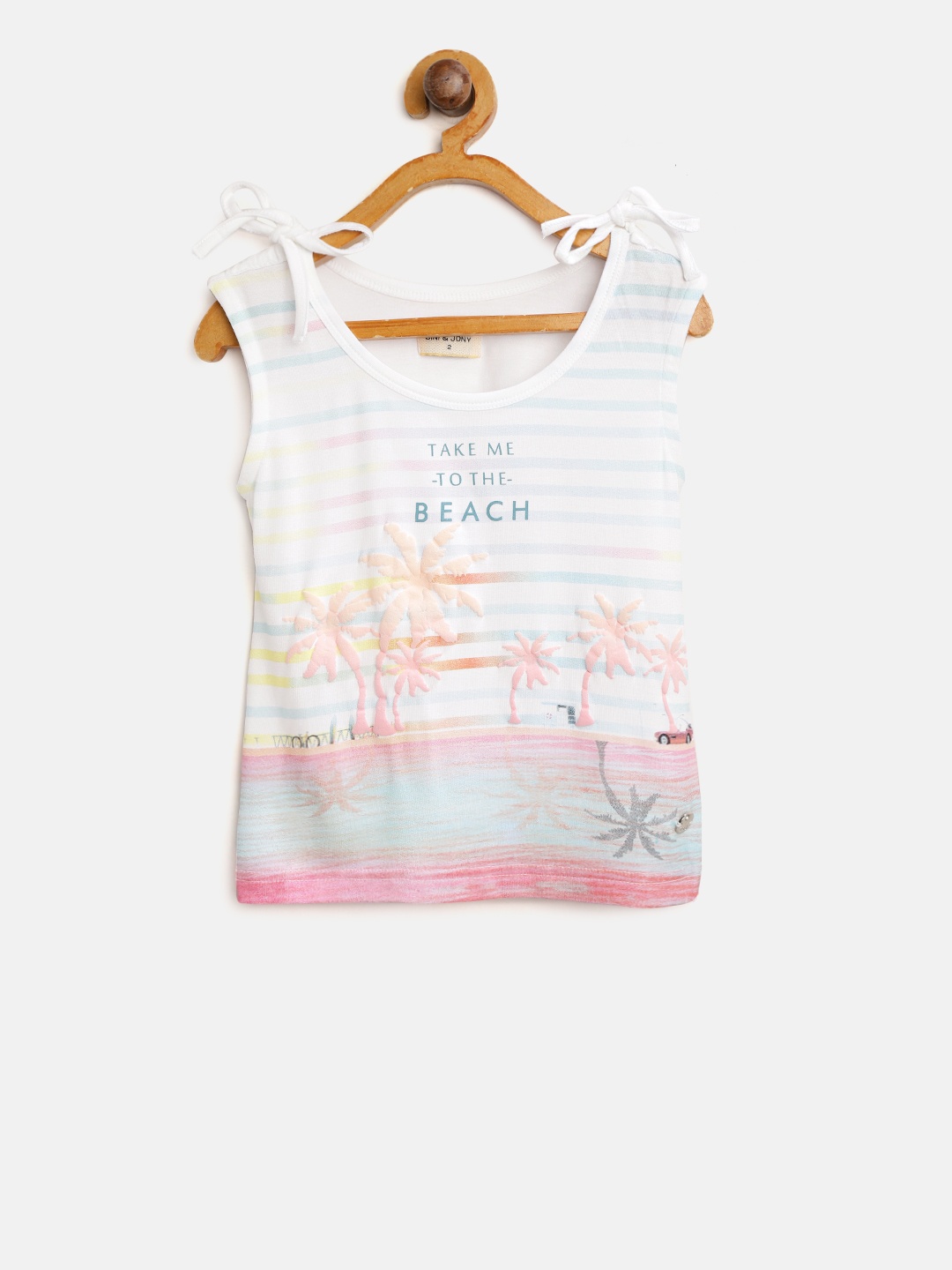 

Gini and Jony Girls Off-White & Pink Printed Top
