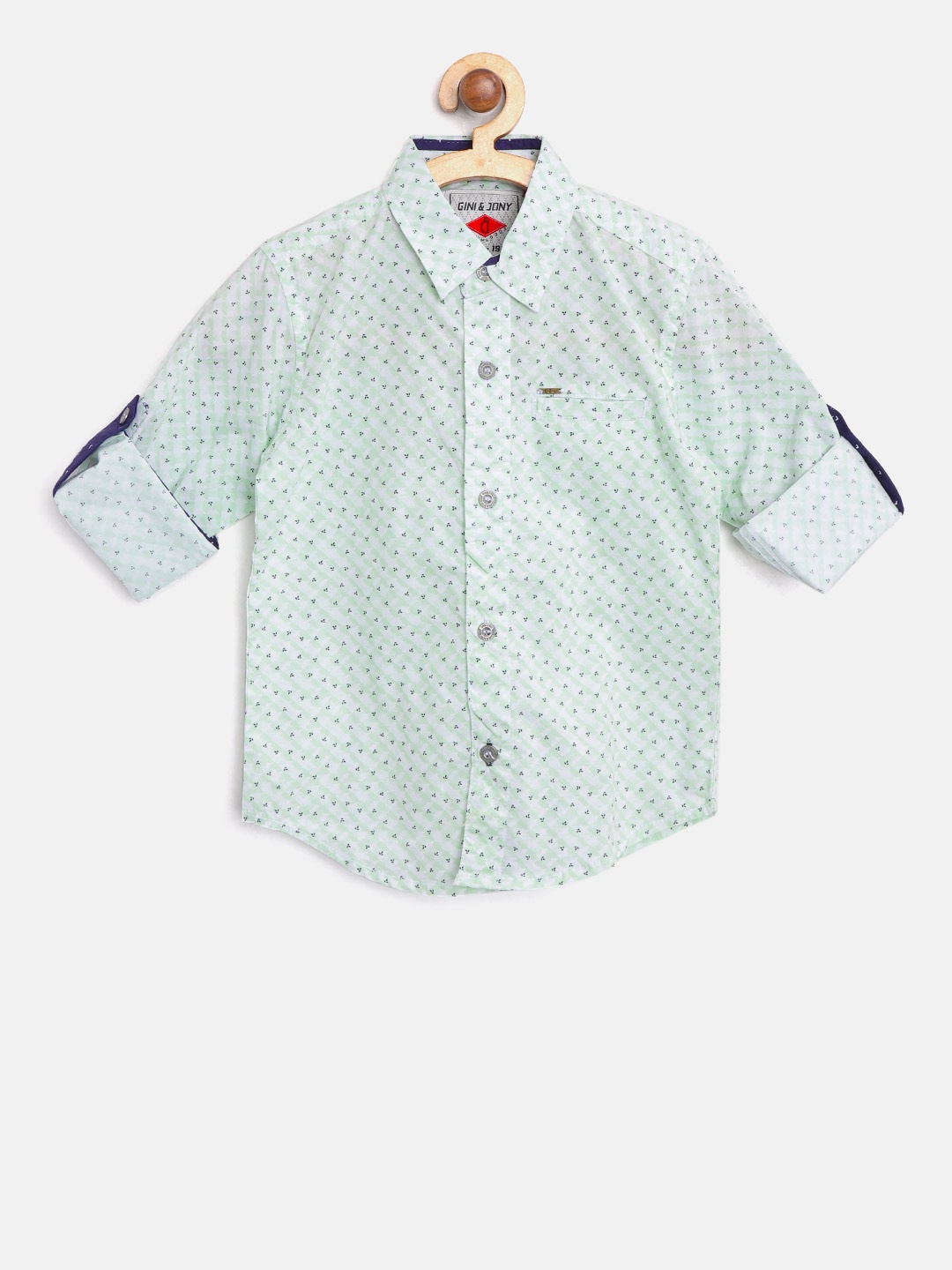 

Gini and Jony Boys Mint Green & Off-White Regular Fit Printed Casual Shirt