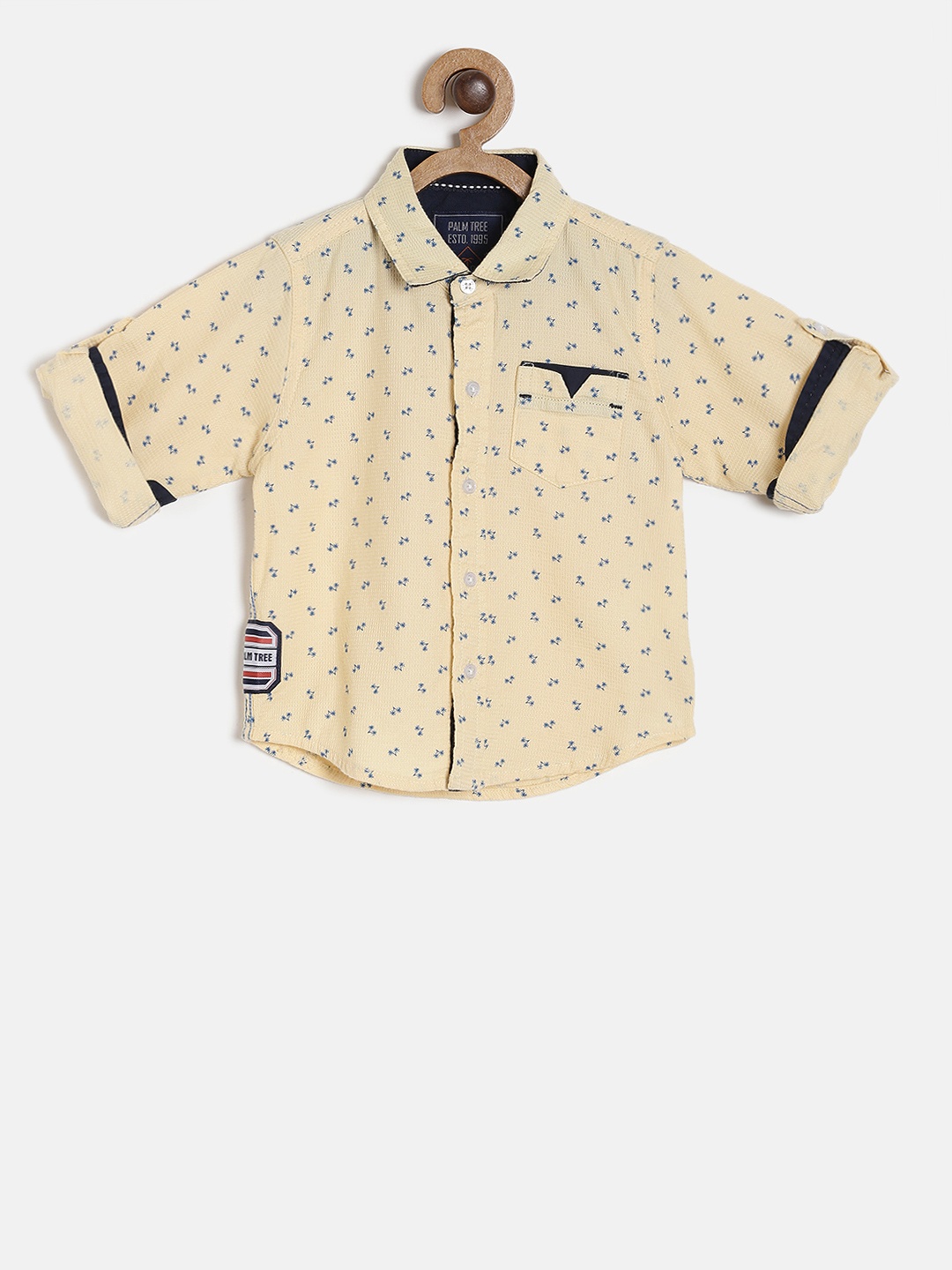

Palm Tree Boys Yellow Regular Fit Printed Casual Shirt