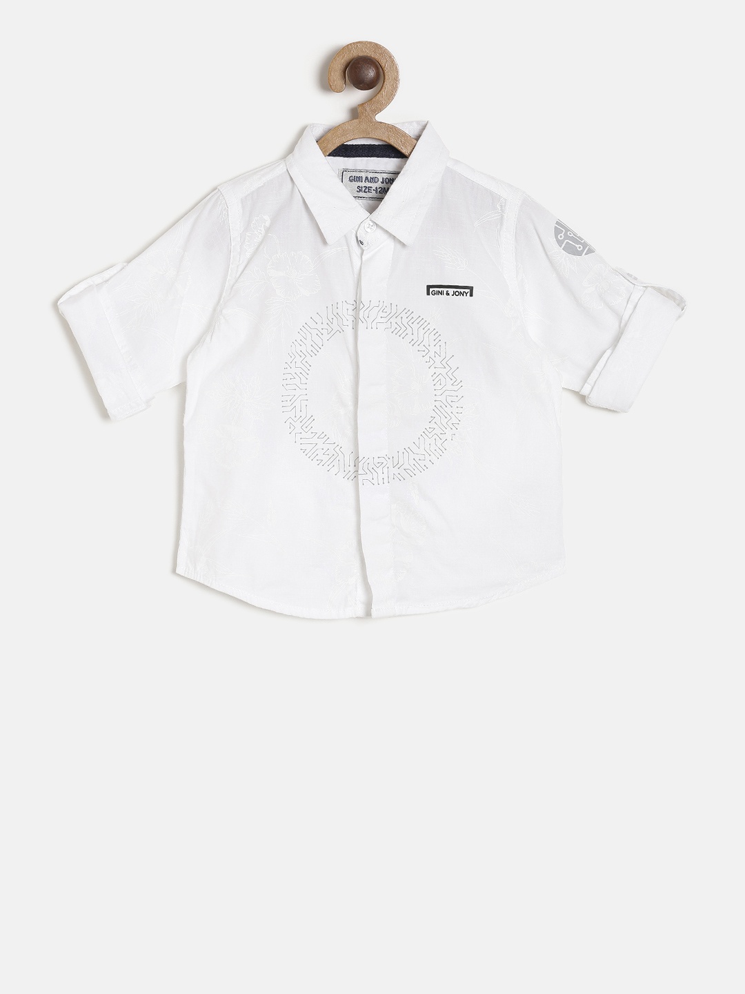 

Gini and Jony Boys White Regular Fit Printed Casual Shirt