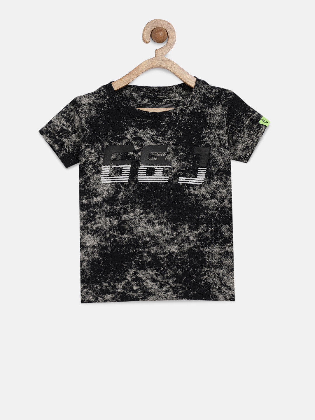 

Gini and Jony Boys Black Printed Round Neck Pure Cotton T-shirt