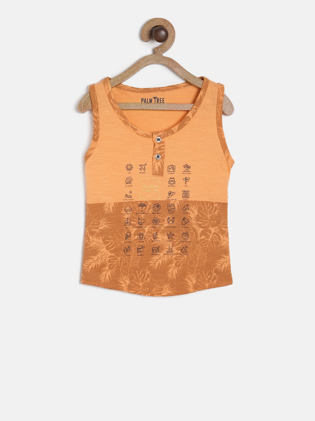 

Palm Tree Boys Orange Printed Round Neck T-shirt