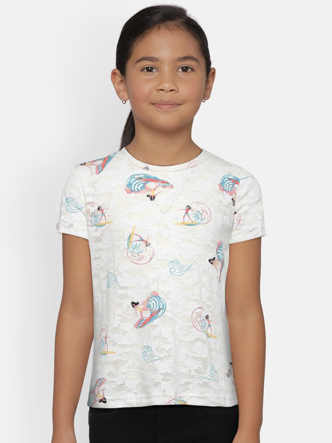 

Gini and Jony Girls White Printed Top