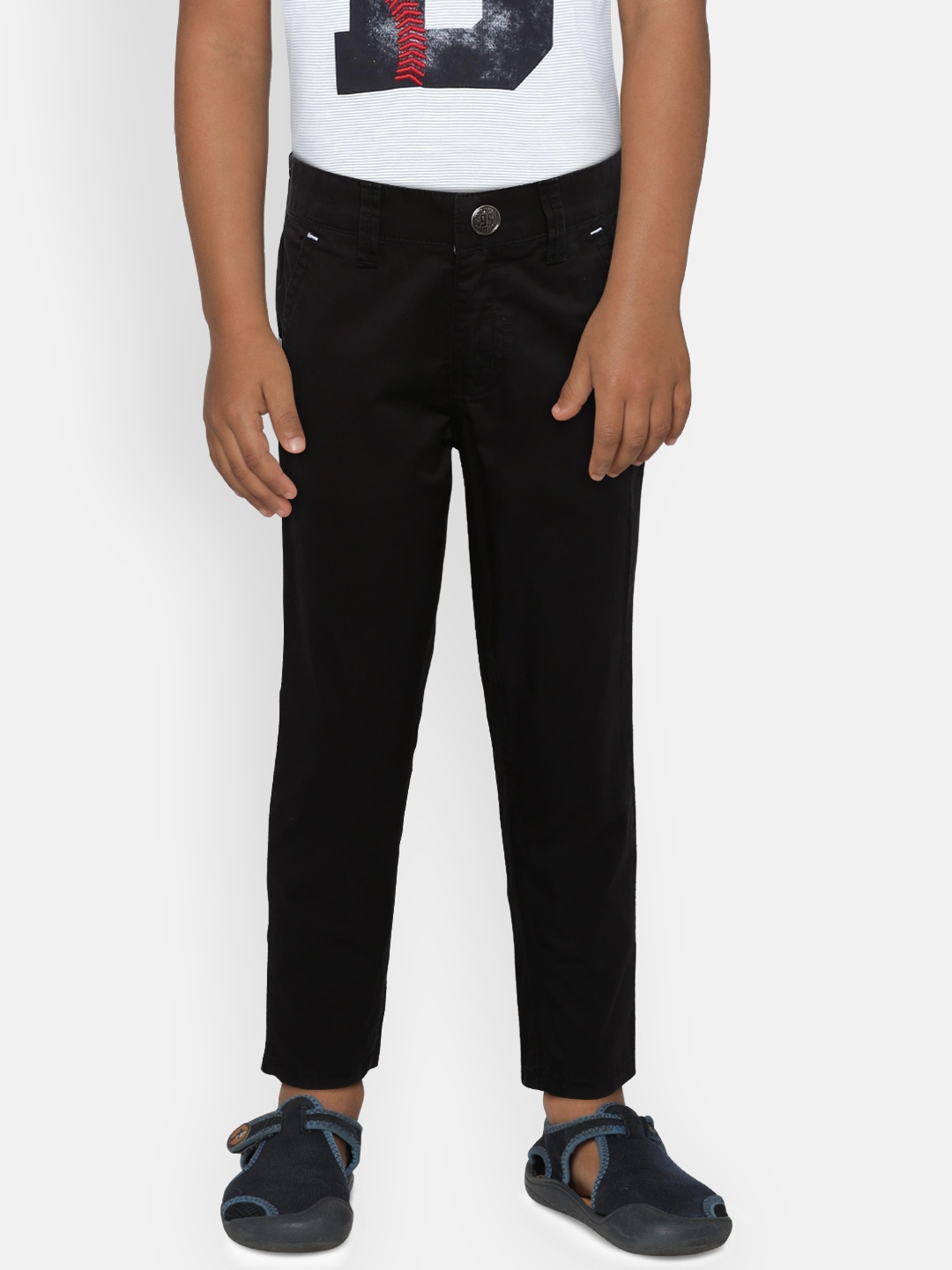 

Palm Tree Boys Black Regular Fit Solid Regular Trousers