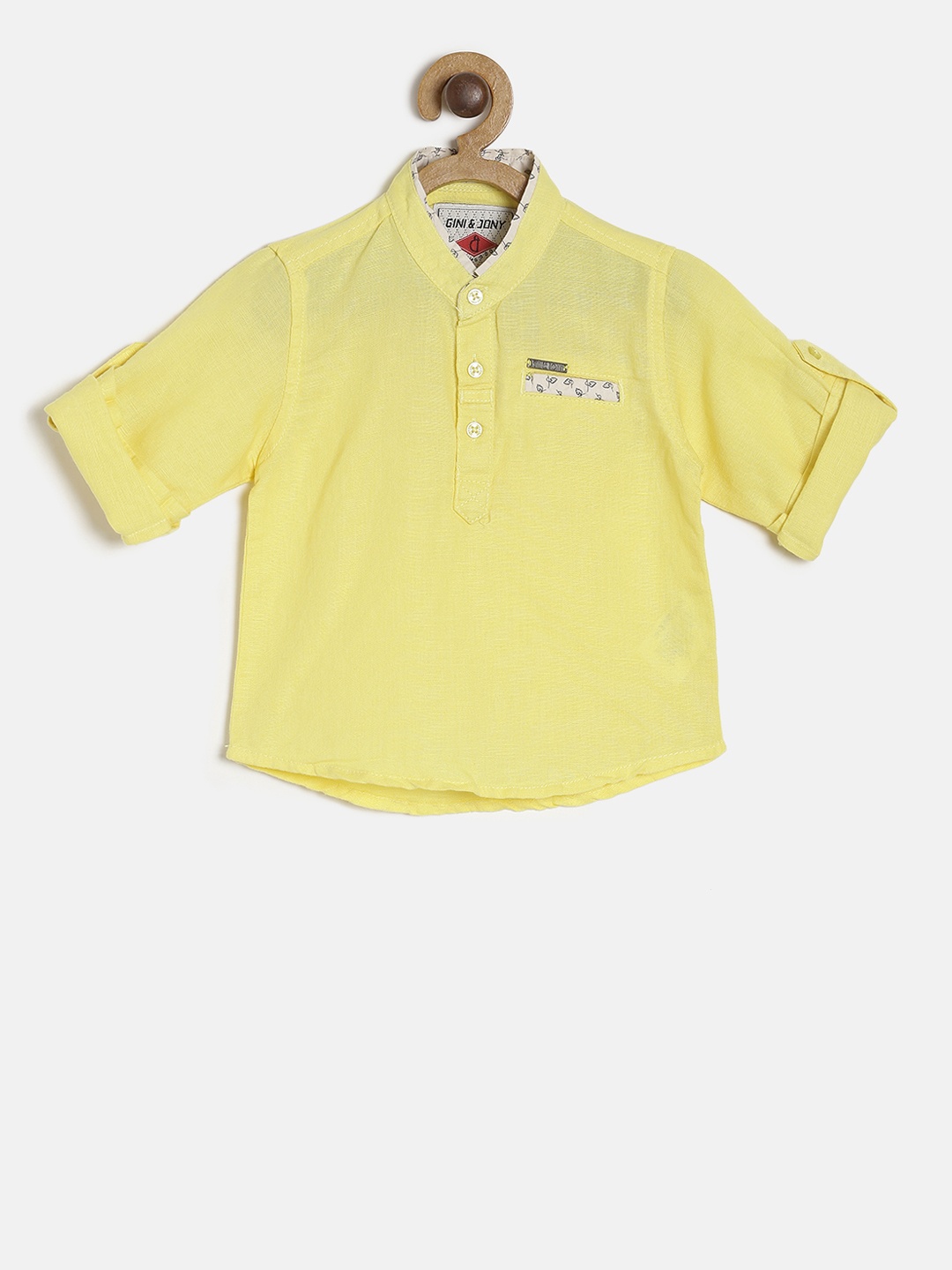 

Gini and Jony Boys Yellow Regular Fit Solid Casual Shirt