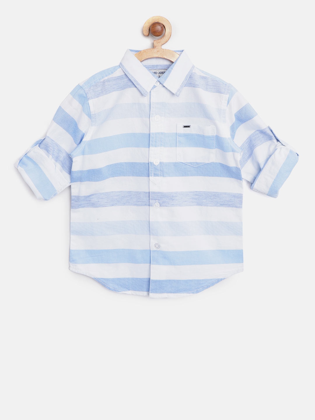 

Gini and Jony Boys Blue & White Regular Fit Striped Casual Shirt