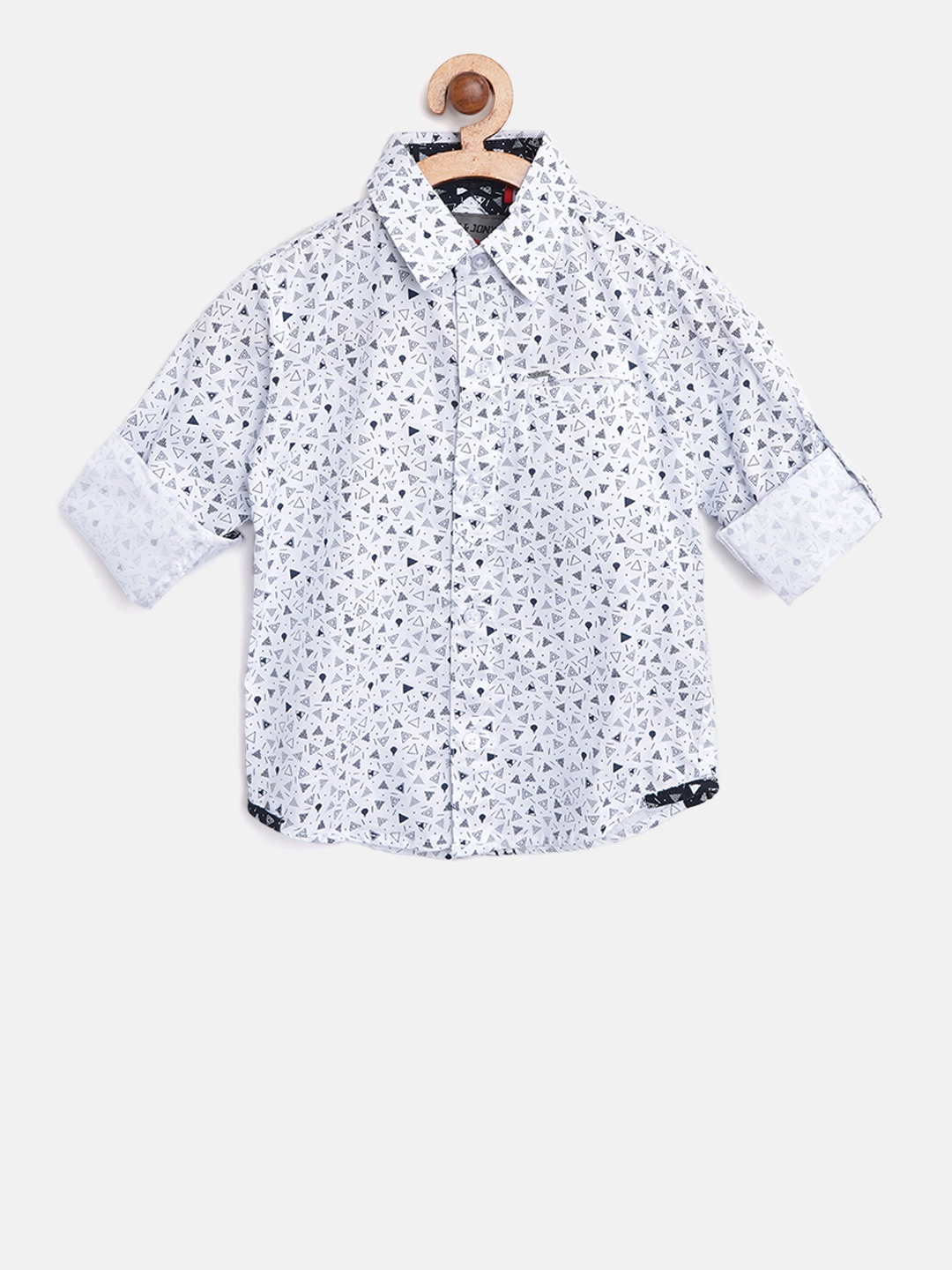 

Gini and Jony Boys White & Navy Blue Regular Fit Printed Casual Shirt