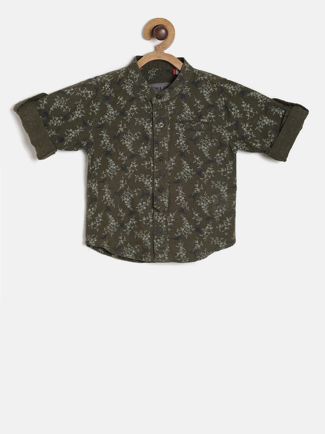 

Gini and Jony Boys Green Regular Fit Printed Casual Shirt