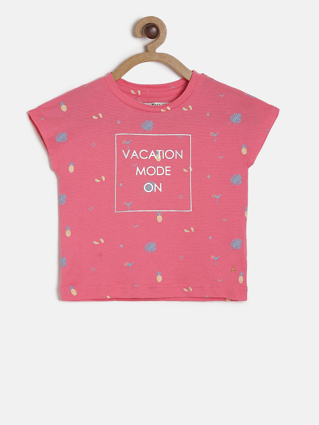 

Palm Tree Girls Pink Printed Top