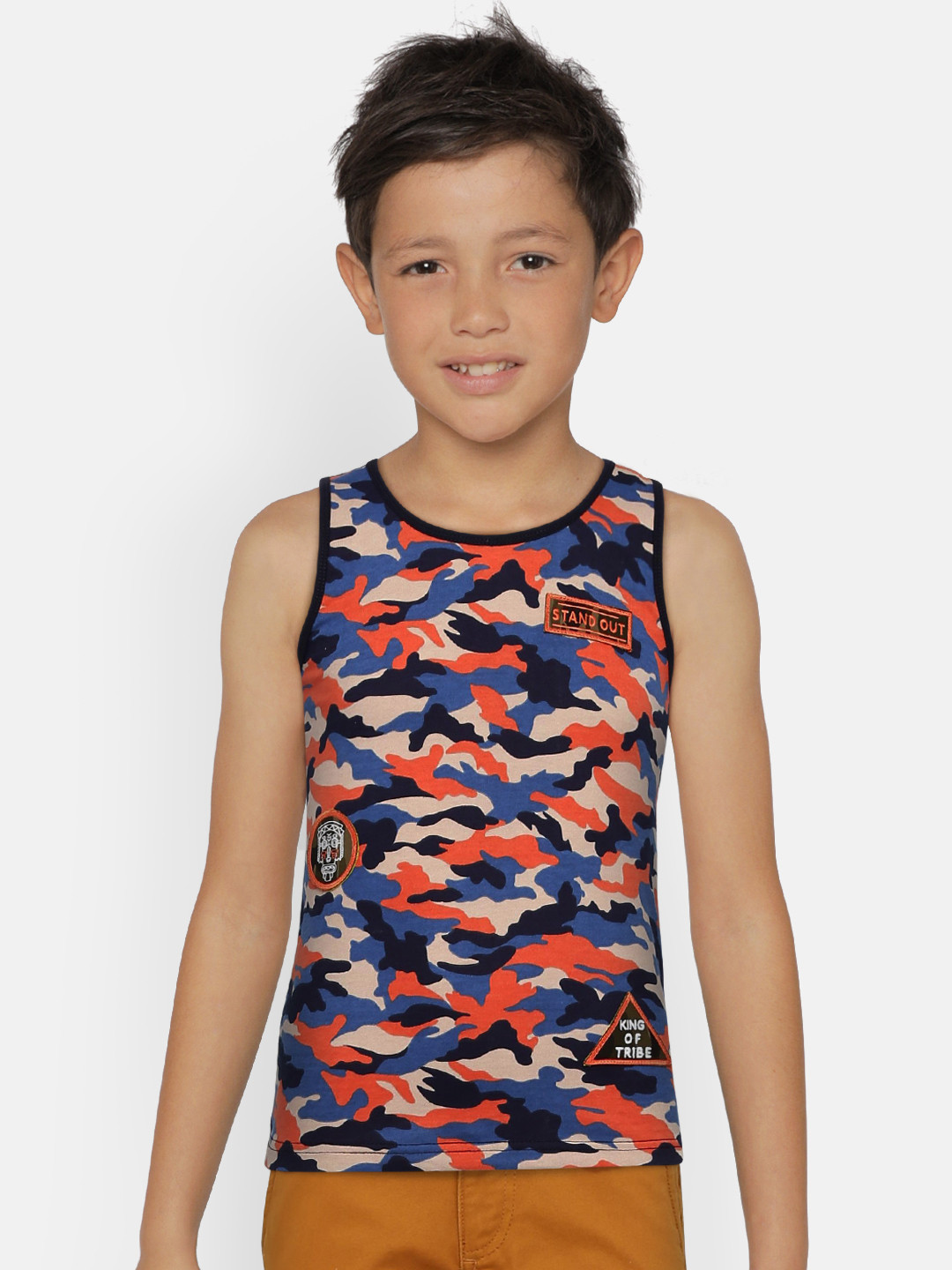 

Gini and Jony Boys Orange Printed Round Neck T-shirt