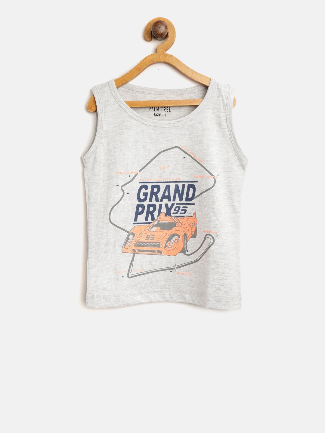 

Palm Tree Boys Grey Melange Printed Round Neck T-shirt
