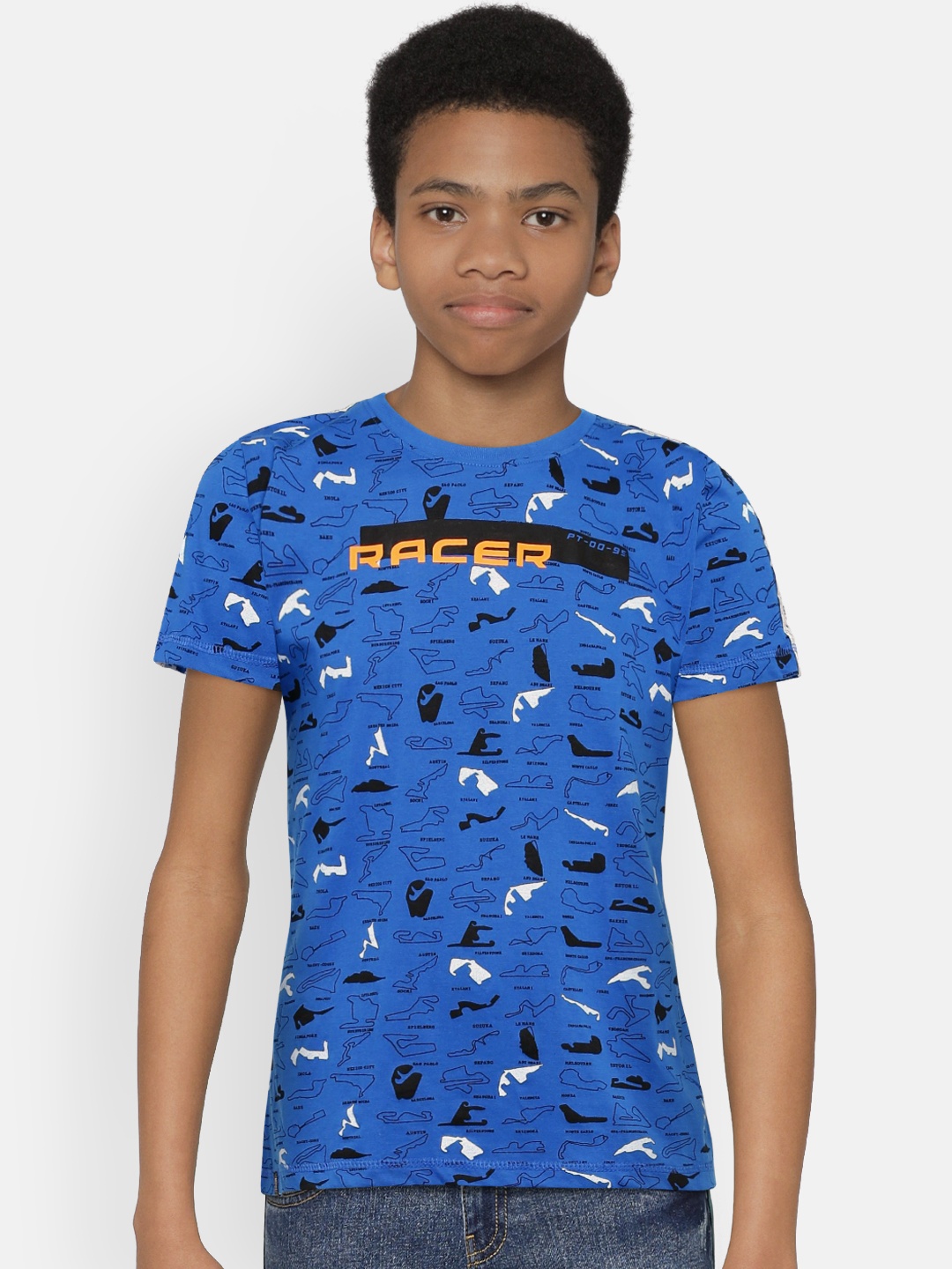 

Palm Tree Boys Blue Printed Round Neck T-shirt