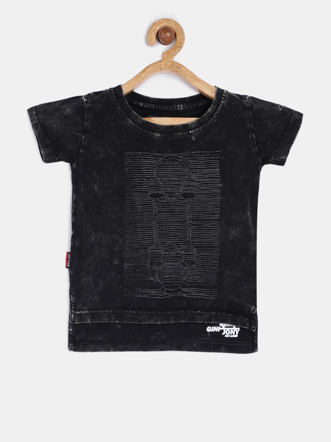 

Gini and Jony Boys Black Printed Round Neck T-shirt