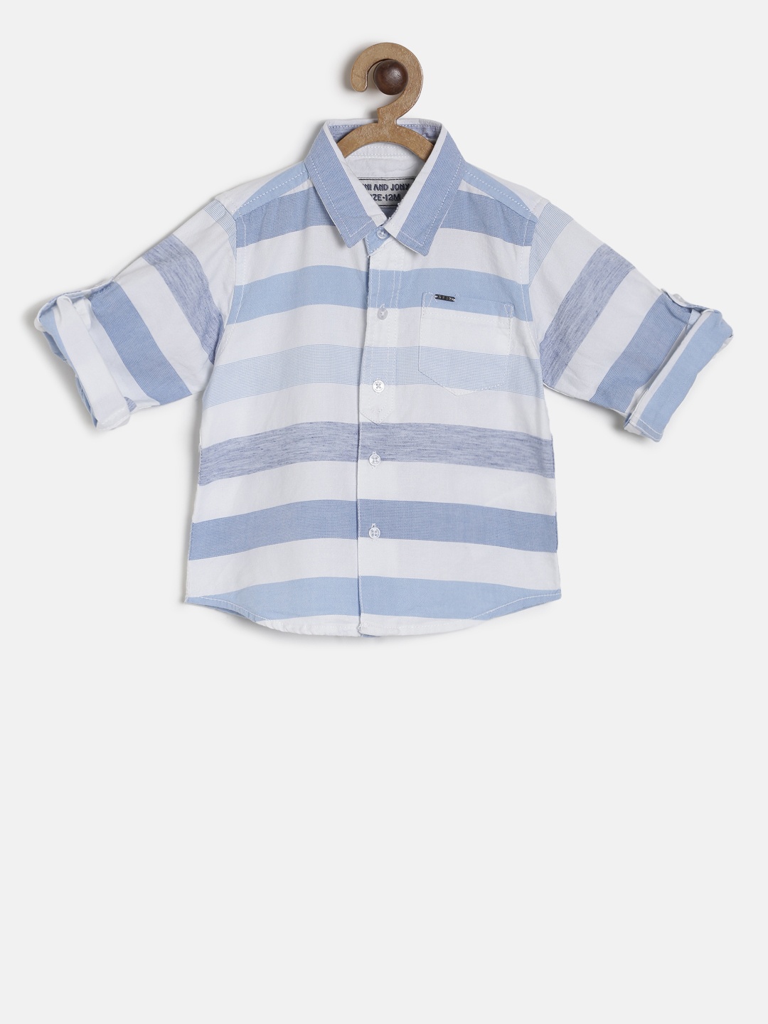 

Gini and Jony Boys Blue & White Regular Fit Striped Casual Shirt