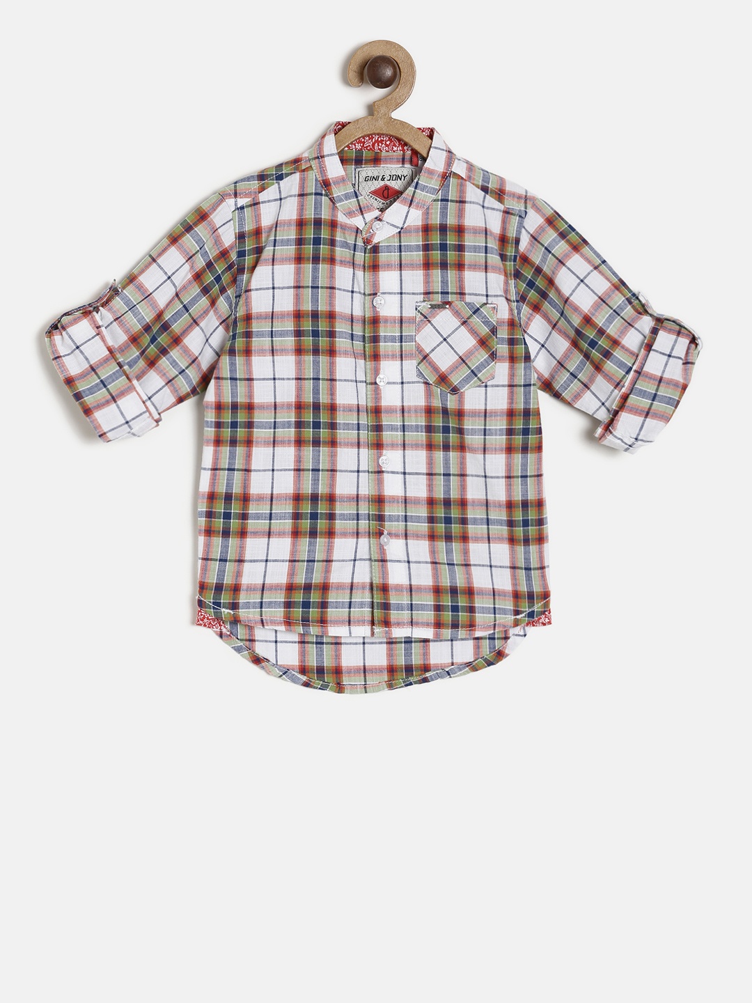 

Gini and Jony Boys White & Red Regular Fit Checked Casual Shirt