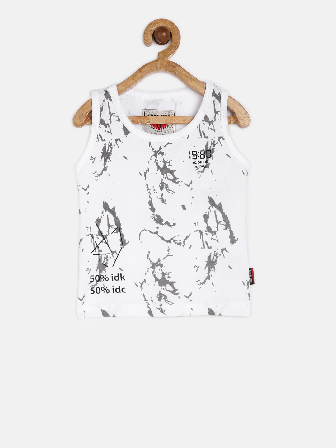 

Gini and Jony Boys White Printed Round Neck T-shirt