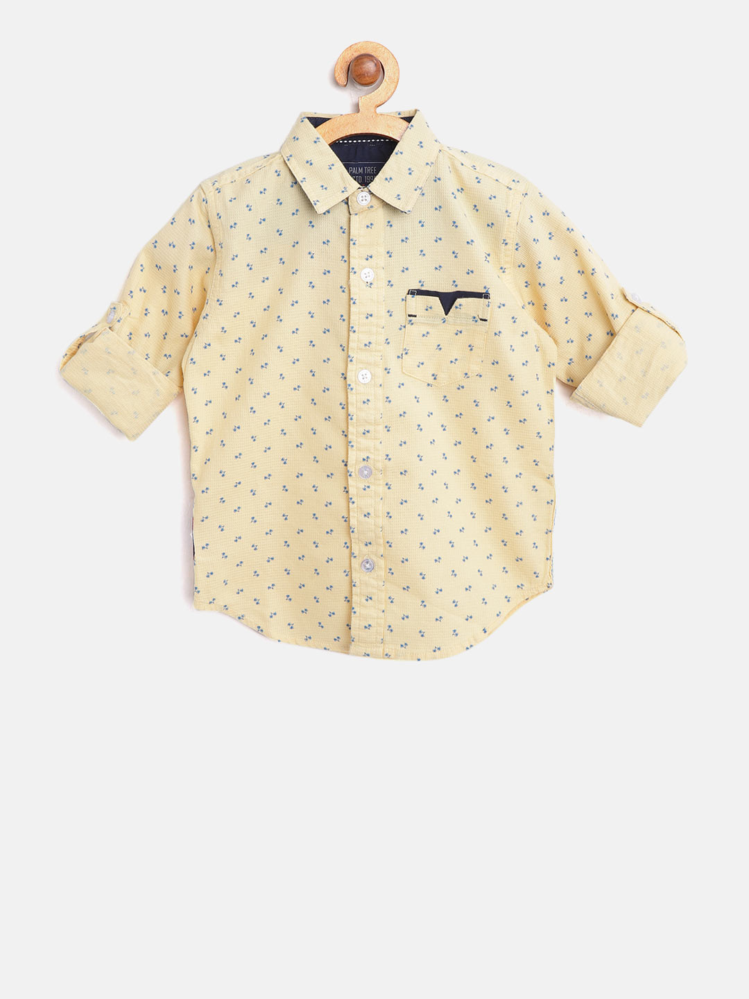 

Palm Tree Boys Yellow & Blue Regular Fit Printed Casual Shirt