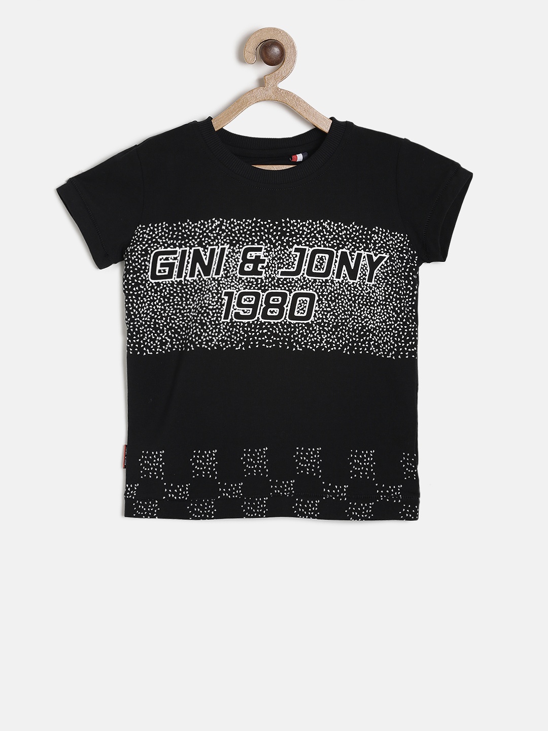 

Gini and Jony Boys Black Printed Round Neck T-shirt