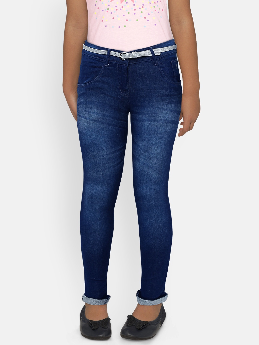 

Palm Tree Girls Blue Slim Fit Mid-Rise Clean Look Jeans