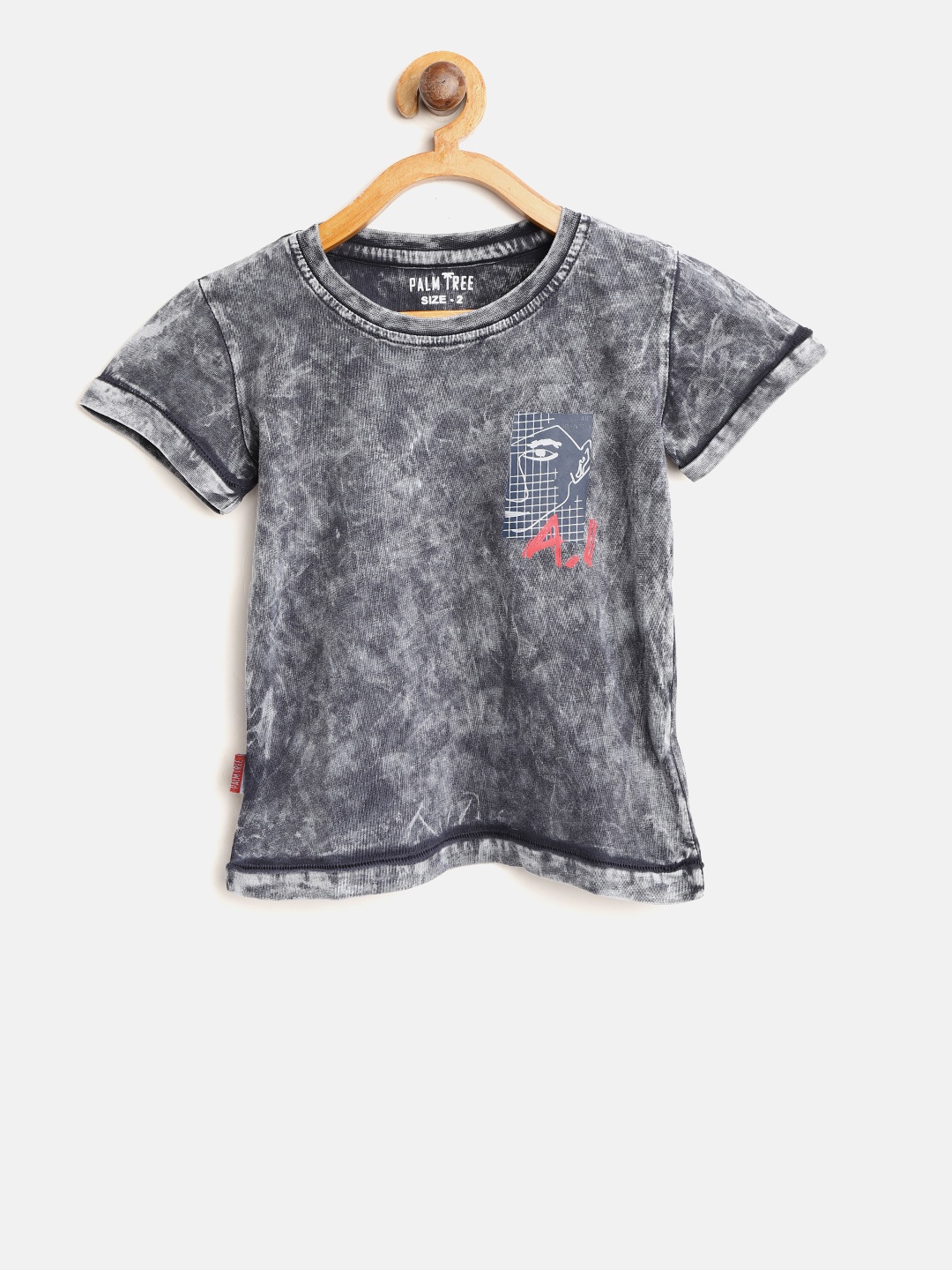 

Palm Tree Boys Charcoal Grey Tie Dye Round Neck Pure Cotton T-shirt