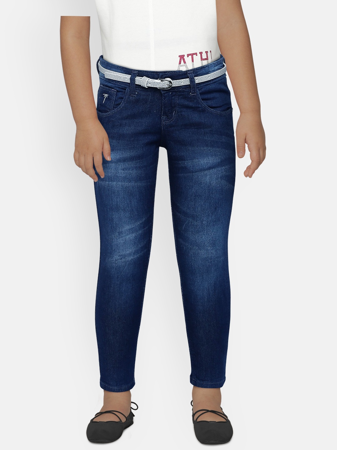 

Palm Tree Girls Blue Slim Fit Mid-Rise Clean Look Jeans