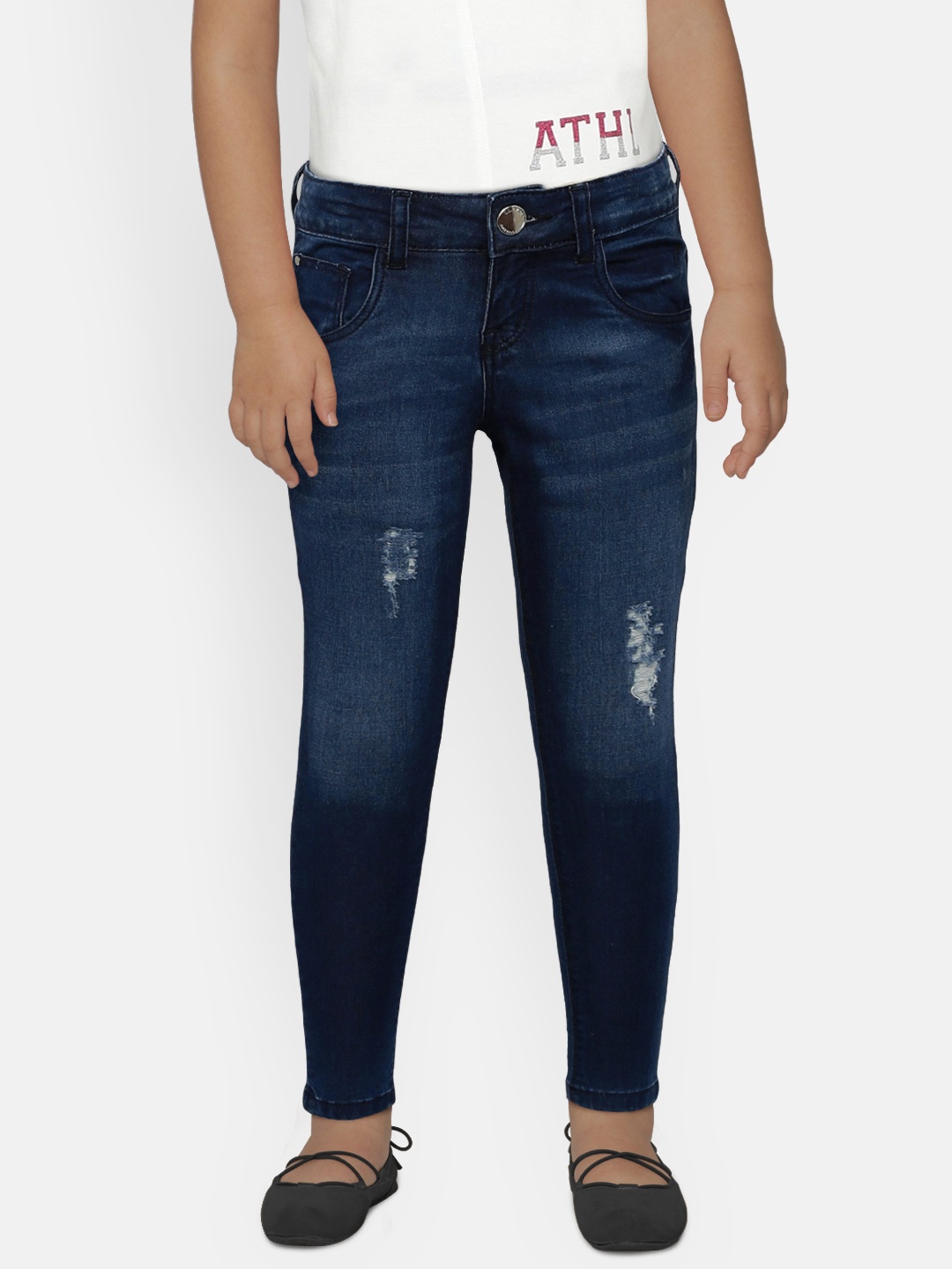 

Gini and Jony Girls Blue Regular Fit Mid-Rise Low Distress Jeans