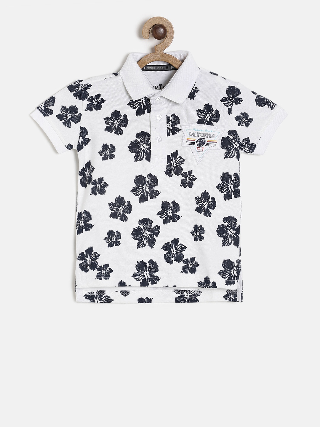 

Palm Tree Boys White Printed Polo Collar T-shirt