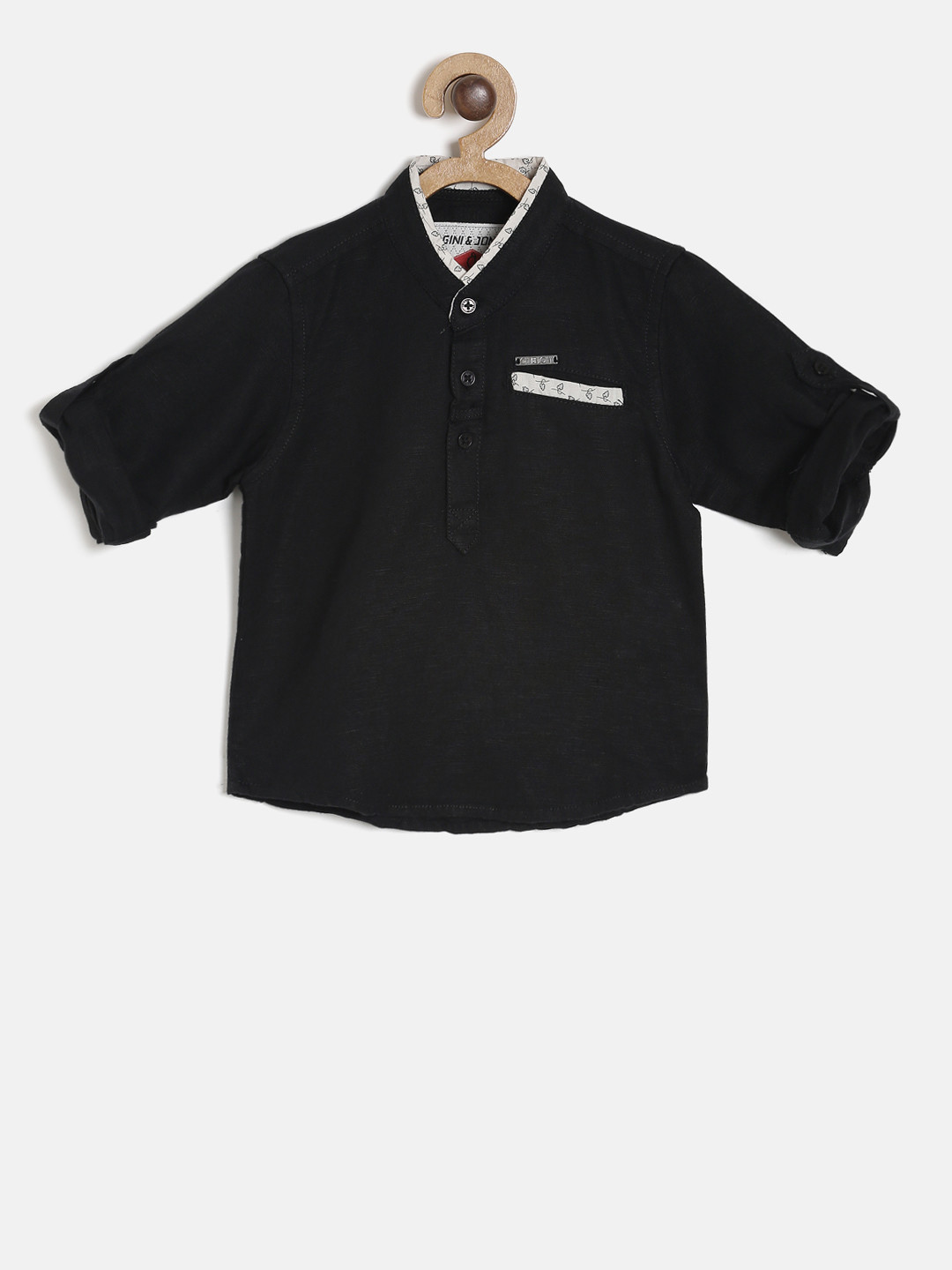 

Gini and Jony Boys Black Regular Fit Solid Casual Shirt