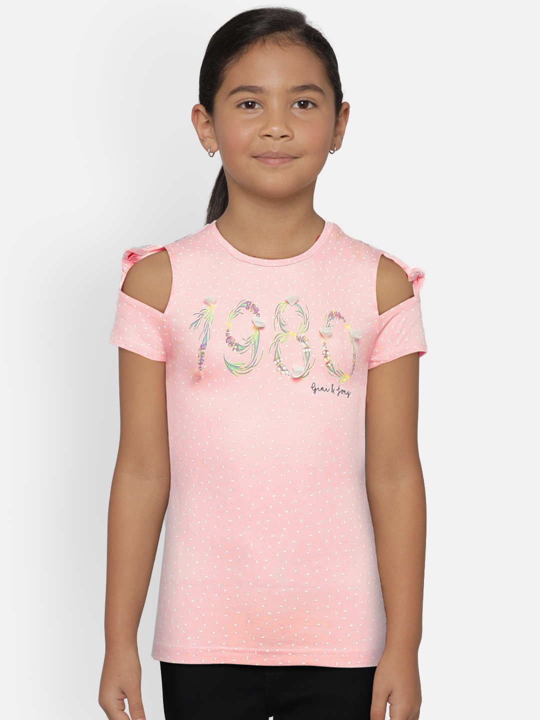 

Gini and Jony Girls Pink Printed Top