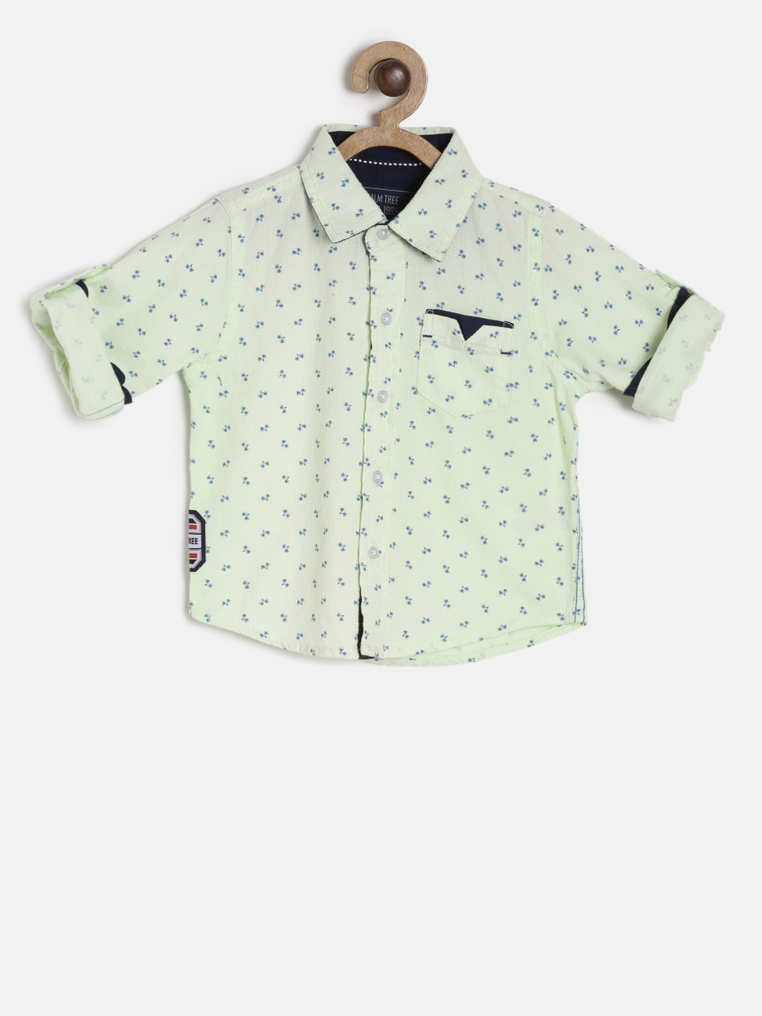 

Palm Tree Boys Green Printed Casual Shirt