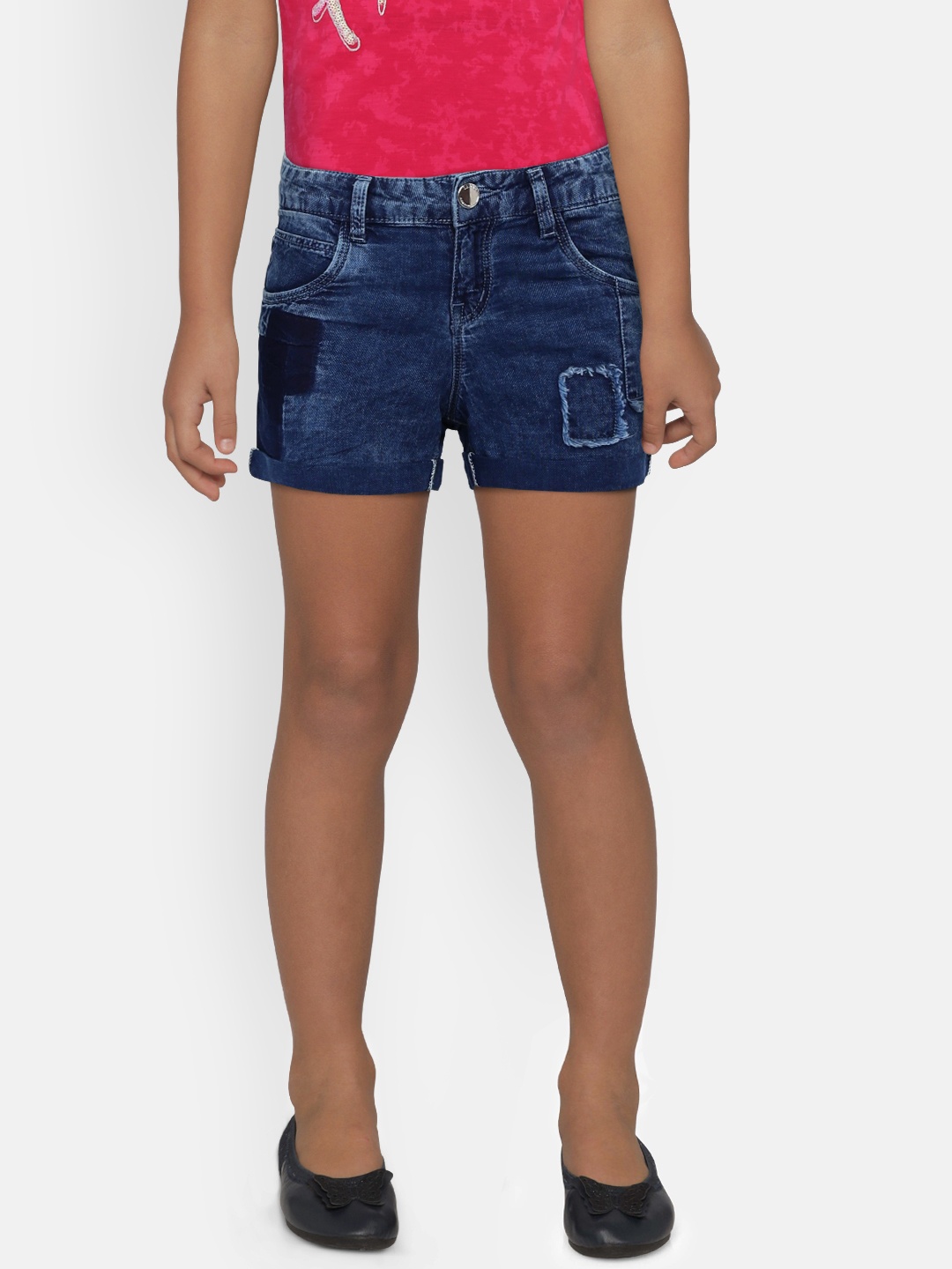 

Gini and Jony Girls Blue Solid Regular Fit Denim Shorts