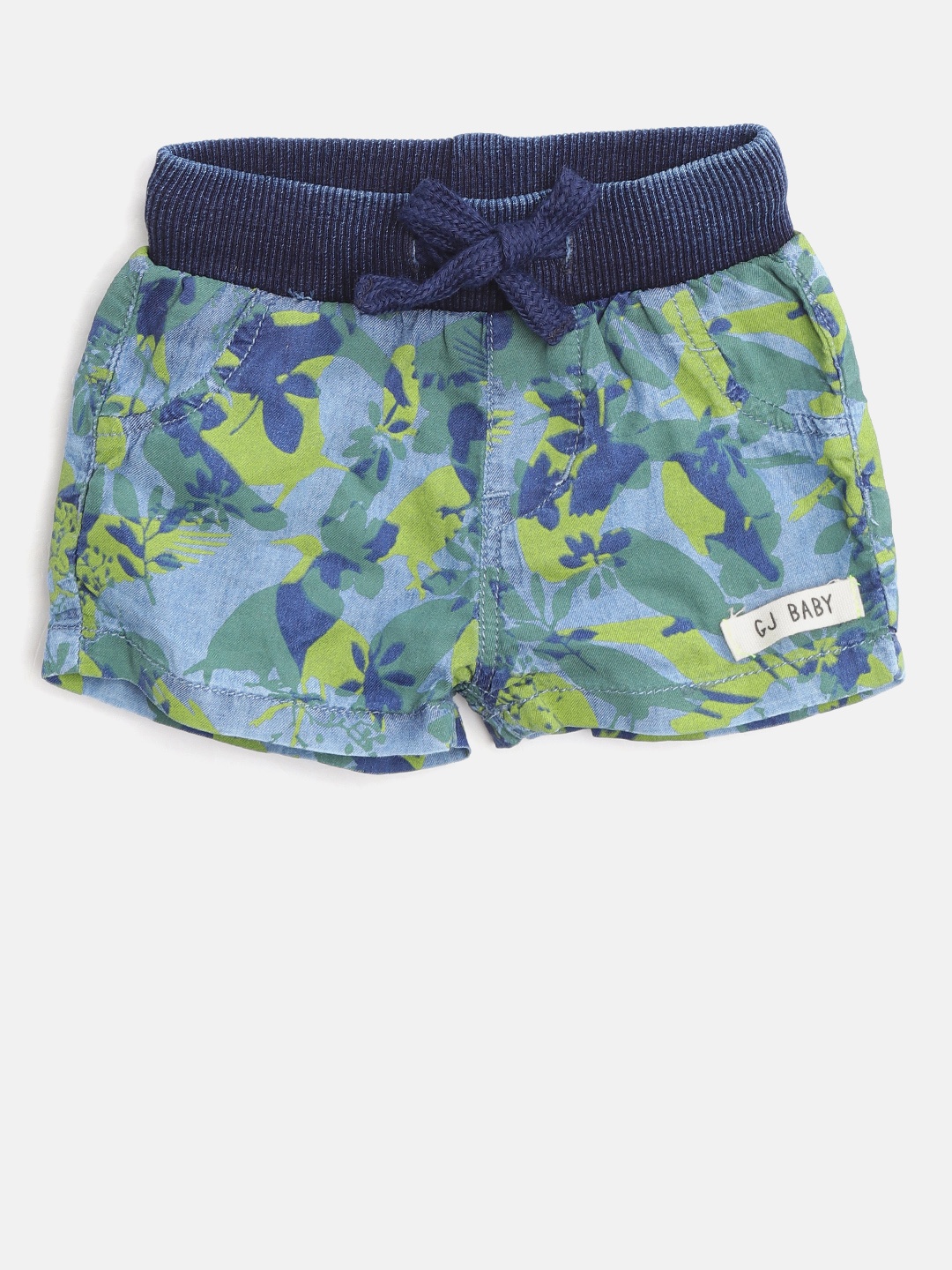 

Gini and Jony Boys Blue & Green Printed Regular Shorts
