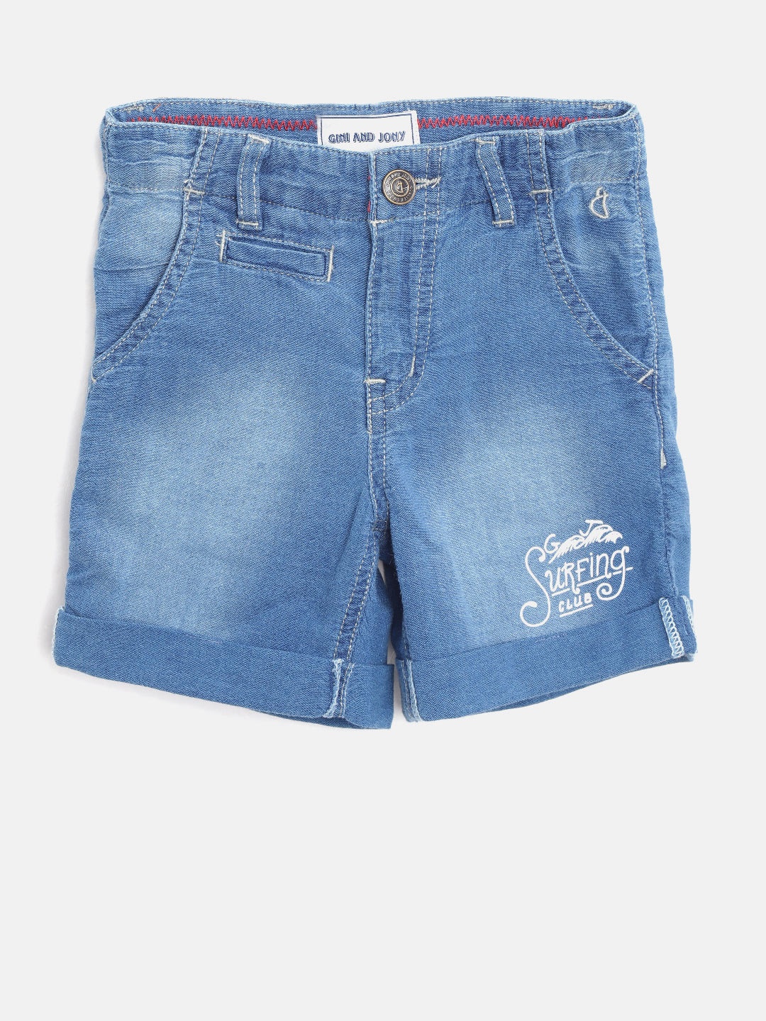 

Gini and Jony Boys Blue Washed Regular Fit Chambray Shorts