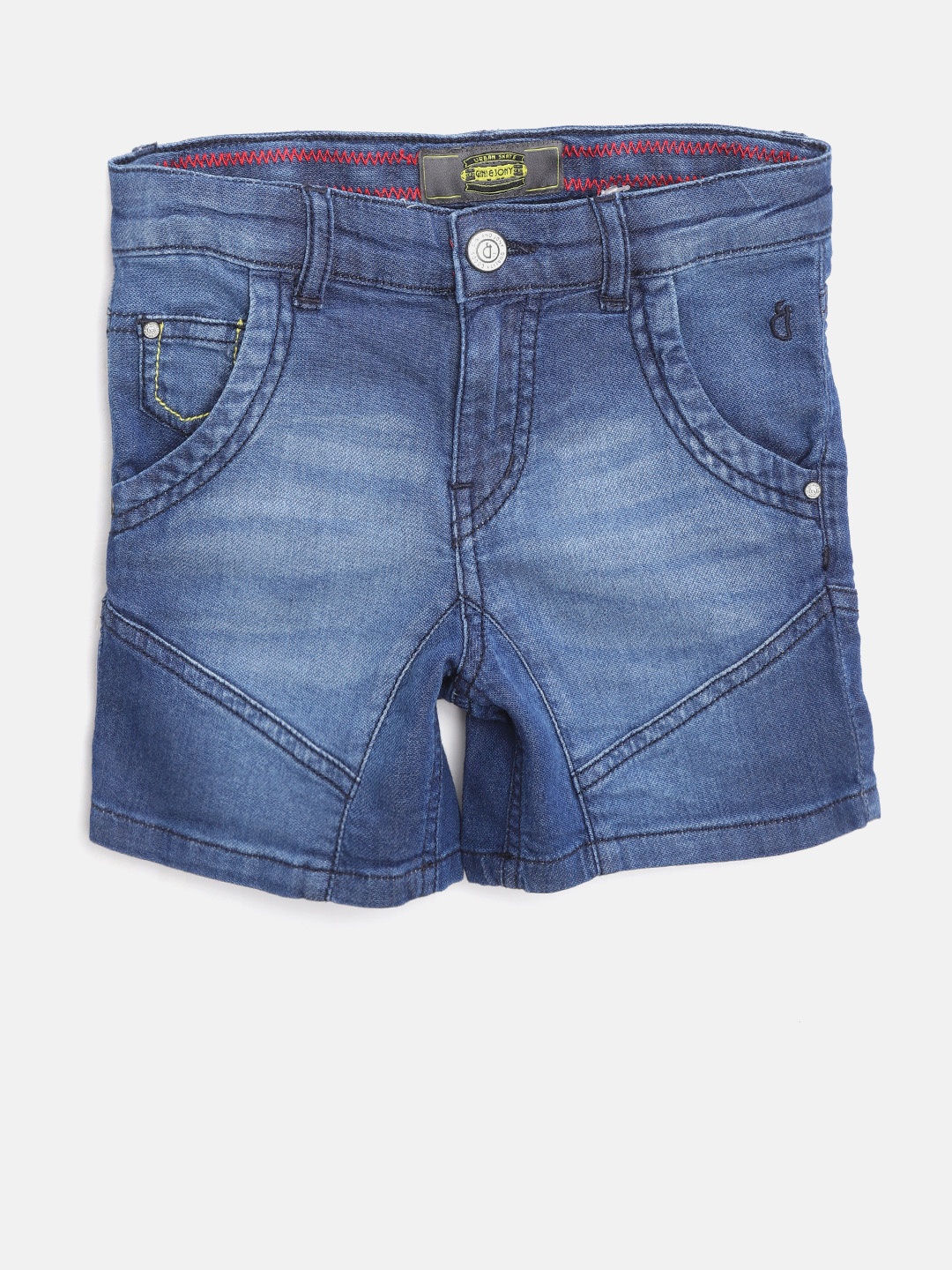 

Gini and Jony Boys Navy Blue Washed Regular Fit Chambray Shorts