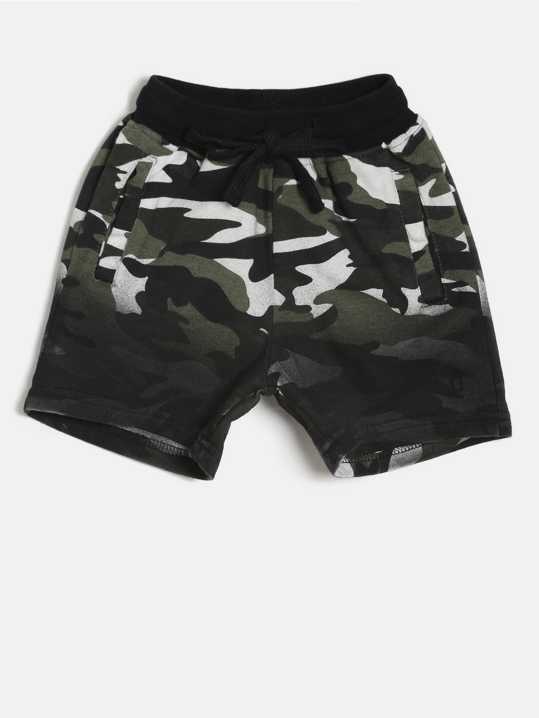 

Gini and Jony Boys Olive Green & Black Printed Regular Fit Shorts